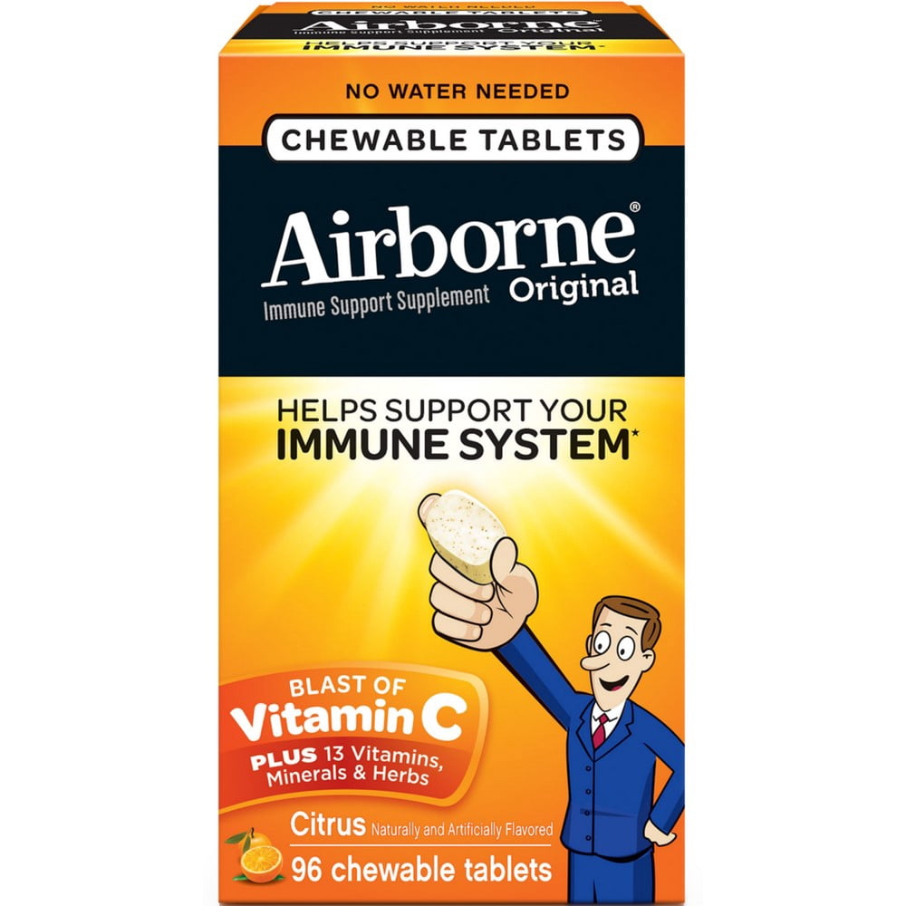 Airborne Citrus Chewable Tablets, 96 count 1000mg of Vitamin C