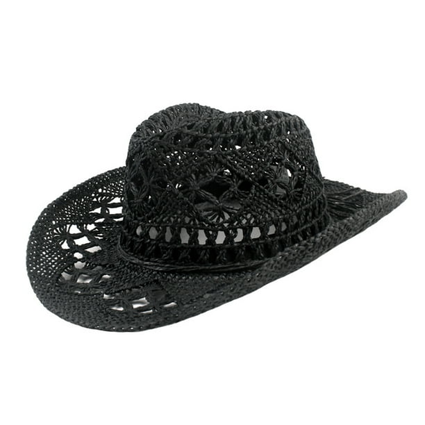 Aofa Cowboy Hat Classic Vintage Hollow Out Unisex Curled Edge Wide