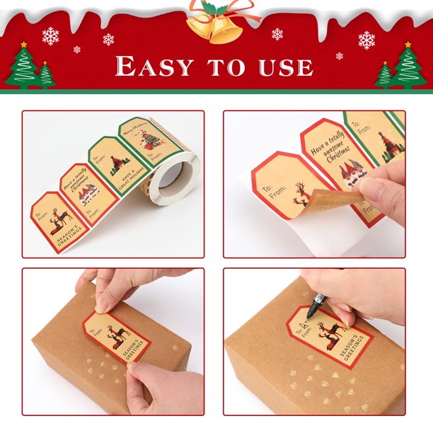 300 Etiquetas De Navidad Autoadhesivas, Etiquetas De Nombre