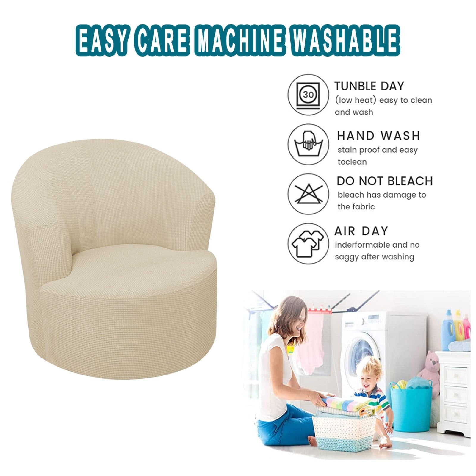 Round Club Swivel Barrel Chair Cover Modern Accent Round Club Armchair Slipcover Soft Stretch Chair Covers for Living Room,Barrel Chair Cover,Stretch Swivel Chair Slipcover Soft Barrel Sofa Cover