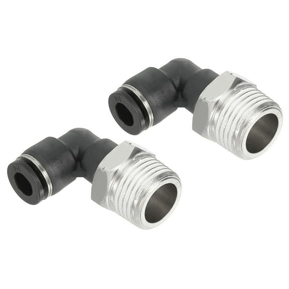 Uxcell 2 Pcs Male Elbow 1/4" Tube OD x 3/8" NPT Thread 90 Push to Connect Fittings
