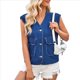 thumbnail image 1 of Chaleco Vaquero para Mujer, con Botones, Estilo Corsé, Estilo Vintage, Sin Mangas, Cuello en V y Bolsillos. Azul M, 1 of 10