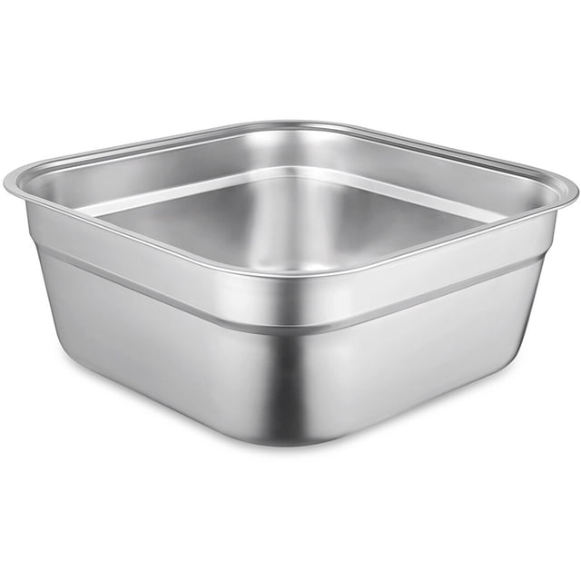 Stainless Steel Washing Up Bowl, Multi-Purpose Dish Tub for Sink, Large Square Container for Kitchen, Vegetable Washing Basin, Sturdy Dishpan for Home