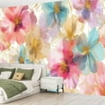 thumbnail image 2 of Peel and Stick Wallpaper Waterproof Sweet flower watercolor soft pastel colors water color Wall Mural Decor Self Adhesive and Removable 69in x 98in, 2 of 8