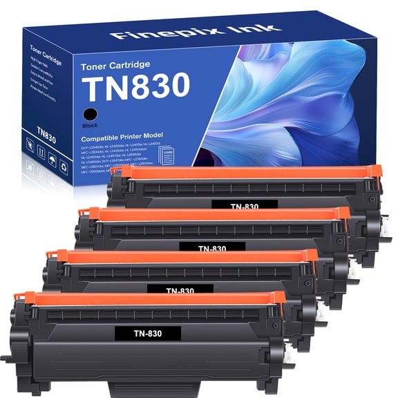 4-Pack TN830 TN830XL Toner Cartridges Compatible for Brother TN 830 TN 830XL use with HL-L2405W HL-L2460DW MFC-L2900DW MFC-L2820DW Laser Printers (High yield, Black)