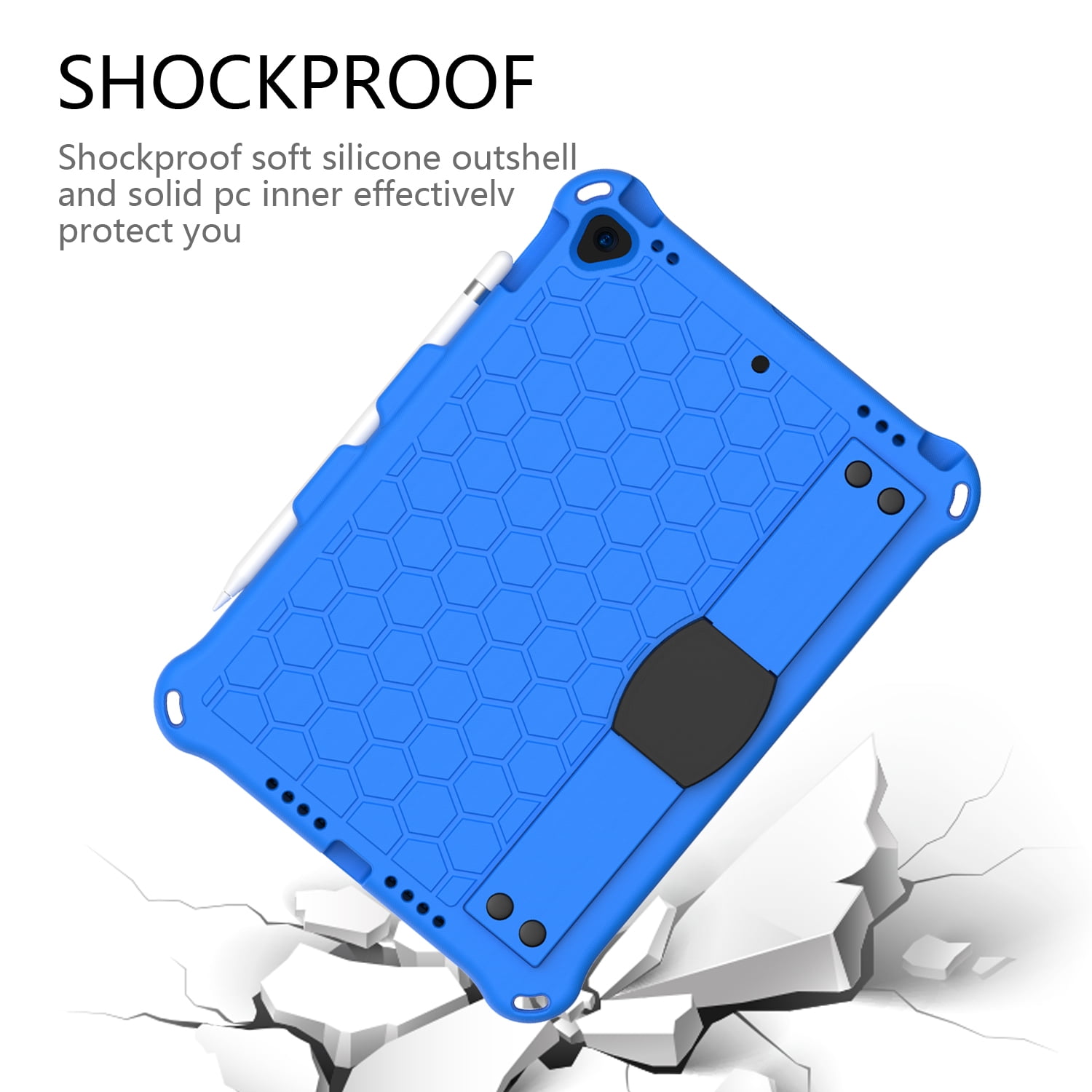 iPad 9th 8th 7th Generation Cases with Screen Protector, iPad 10.2" 2021 2002 2019 Case, Allytech Heavy Duty Shockproof Protective Covers with Stand /Hand Strap/ Should Belt /Pencil Holder,Blue