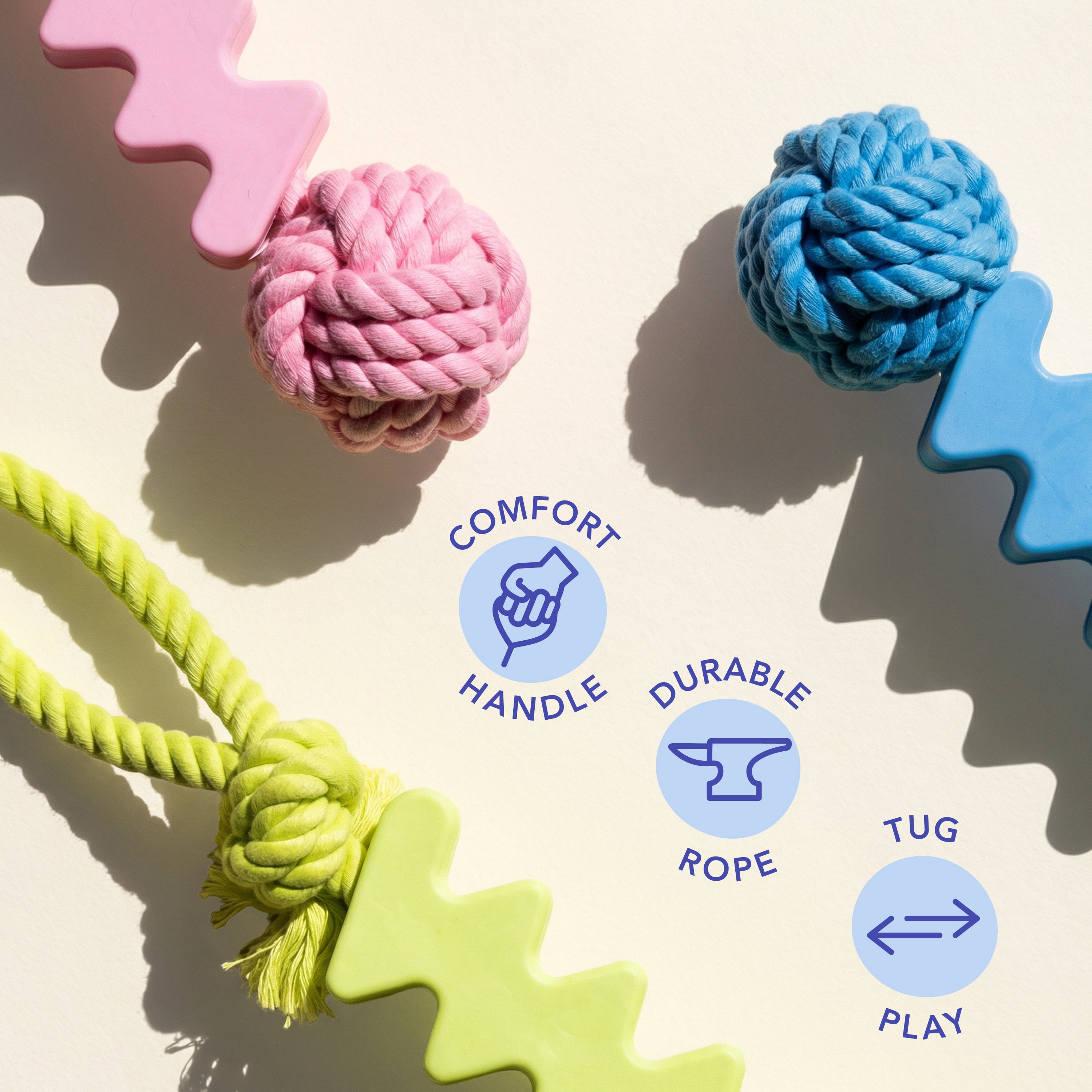 Oodles Durable Squiggle Grip Rope Dog Toy Set, Pink and Orange, One Size