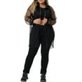 thumbnail image 2 of Agnes Orinda Women's Plus Size Shirt Mesh Sheer Long Sleeve Button Down See Through Tops Blouses 1X Black, 2 of 6