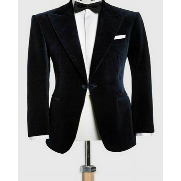 Mens Black Velvet Smoking Jacket with Frogging Style - Special Occasion