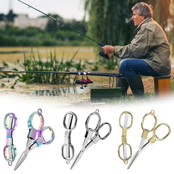 SeekLGT Telescopic Folding Scissors Stainless Steel Small Travel Scissors Pocket Size Retractable Scissors for Fishing Crafts 1PC