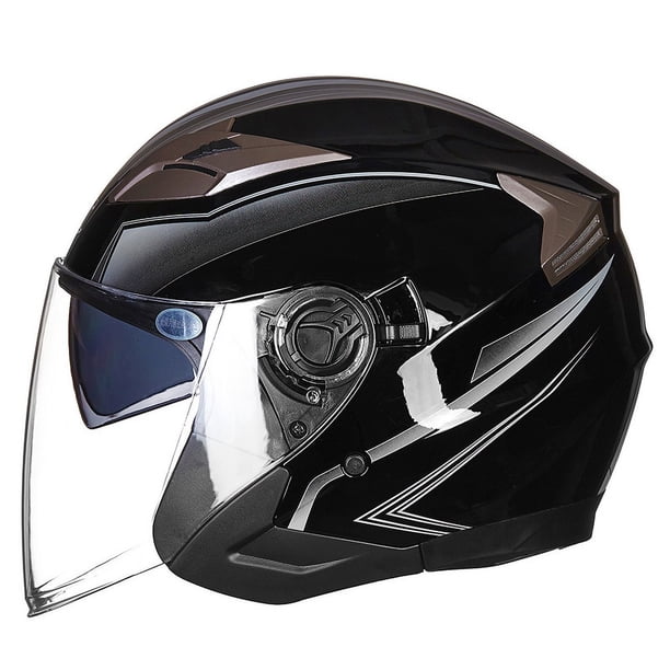 Casco de coche con batería y doble lente, personalidad masculina y femenina, medio casco
