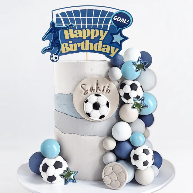 SONICEBUY Set de 35 Decoraciones para Pastel con Tema de Fútbol para Cumpleaños