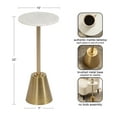 thumbnail image 3 of Kate and Laurel Tira Elegant Round Drink Table, 10 x 22, White Marble and Gold, Modern Glam Circle Martini Table for Use as a Small Bedroom Nightstand or Living Room Plant Stand Option, 3 of 9