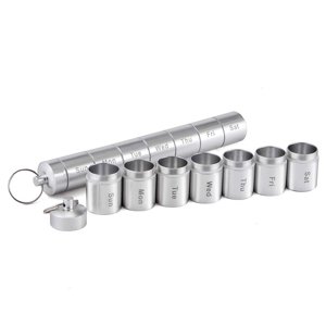 Pill Organizer Aluminium Alloy Weekly Pill Box pour les voyages 7 Day Pill Case Daily Medicine Organizer Waterproof 7 Compartiments Pillet Conteneur pour Vitamines Supplément Huile de Poisson