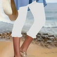 thumbnail image 3 of Ofertas Del Dia de Hoy Relampago! lcziwo Capri Leggings for Women Tummy Control Knee Length Ruffled Hem Cropped Leggings 2025 Summer Solid Comfy Milk Silk Capri Pants White M, 3 of 9
