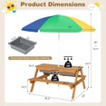 thumbnail image 3 of PetFurnishn Picnic Table, 4 in 1 Cedar Wooden Sand & Water Table w/ 2 Removable Box & Umbrella, Kids Picnic Tables for Outdoors Backyard Garden, Toddler Patio Furniture Set for Boys Girls(Colorful), 3 of 10
