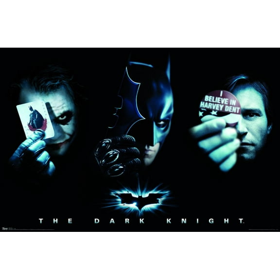 DC Comics Movie - The Dark Knight - The Joker, Batman, Harvey Dent Wall Poster, 22.375" x 34"