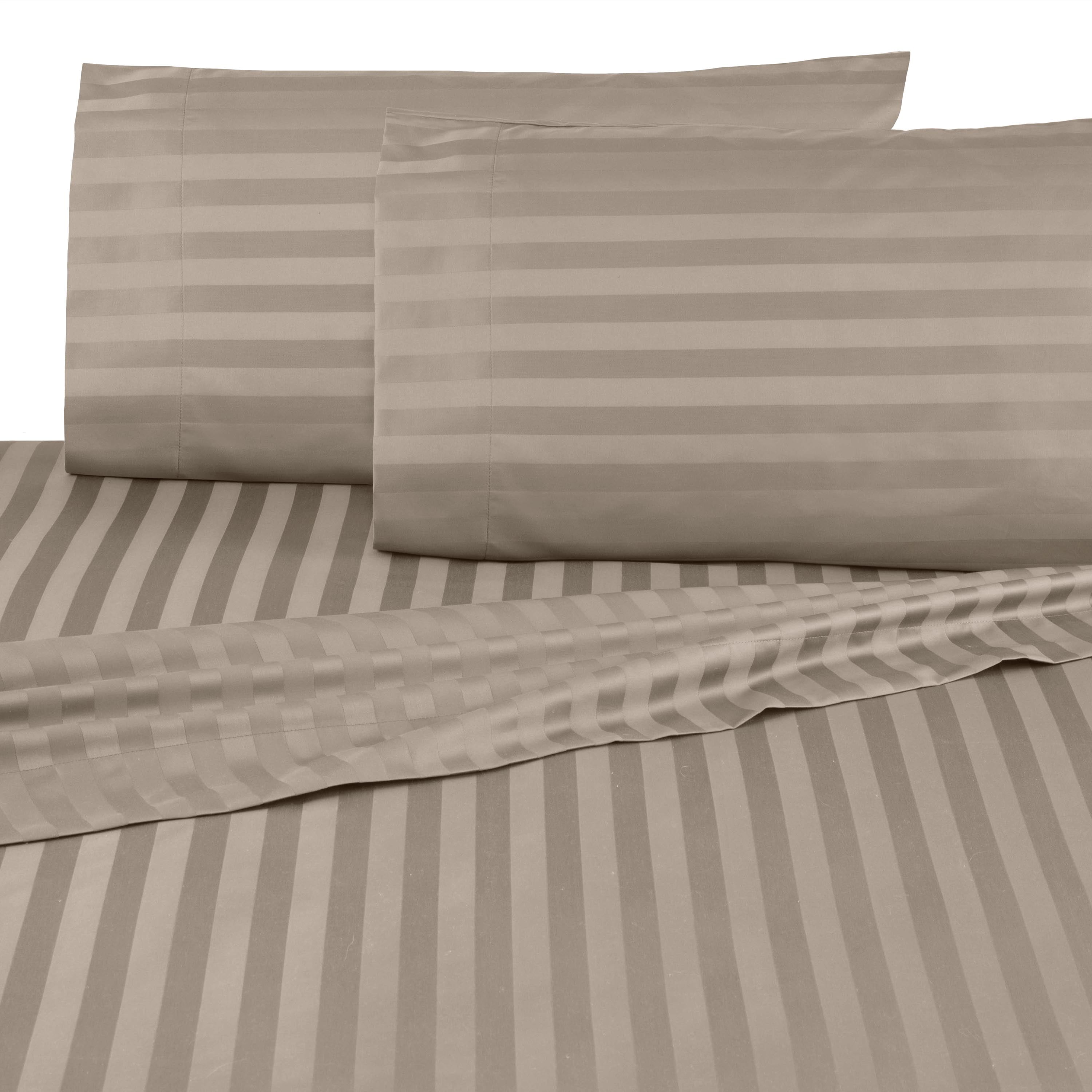 Martex Martex 500 Thread Count Damask Stripe Egyptian Cotton Queen Oxford Tan Sheet Set