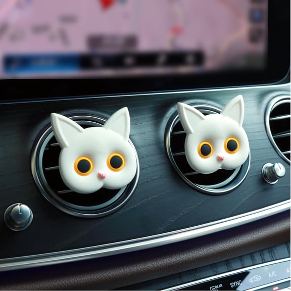 Car Air Vent Clip Air Freshener Cute Cat Fragrance Diffuser Decorative Interior Accessory Fresh Scent 2 Pack