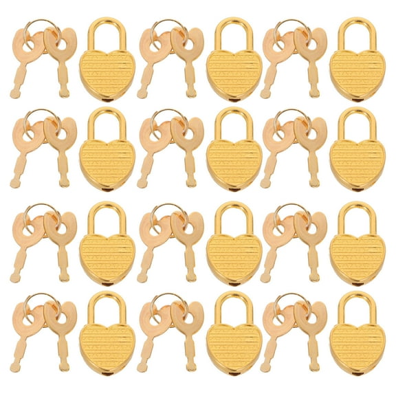 TABLZONE Heart-Shaped Lockable Diary Padlock, Golden Zinc Alloy, 12 Sets - Secure Personal Journals and Notebooks