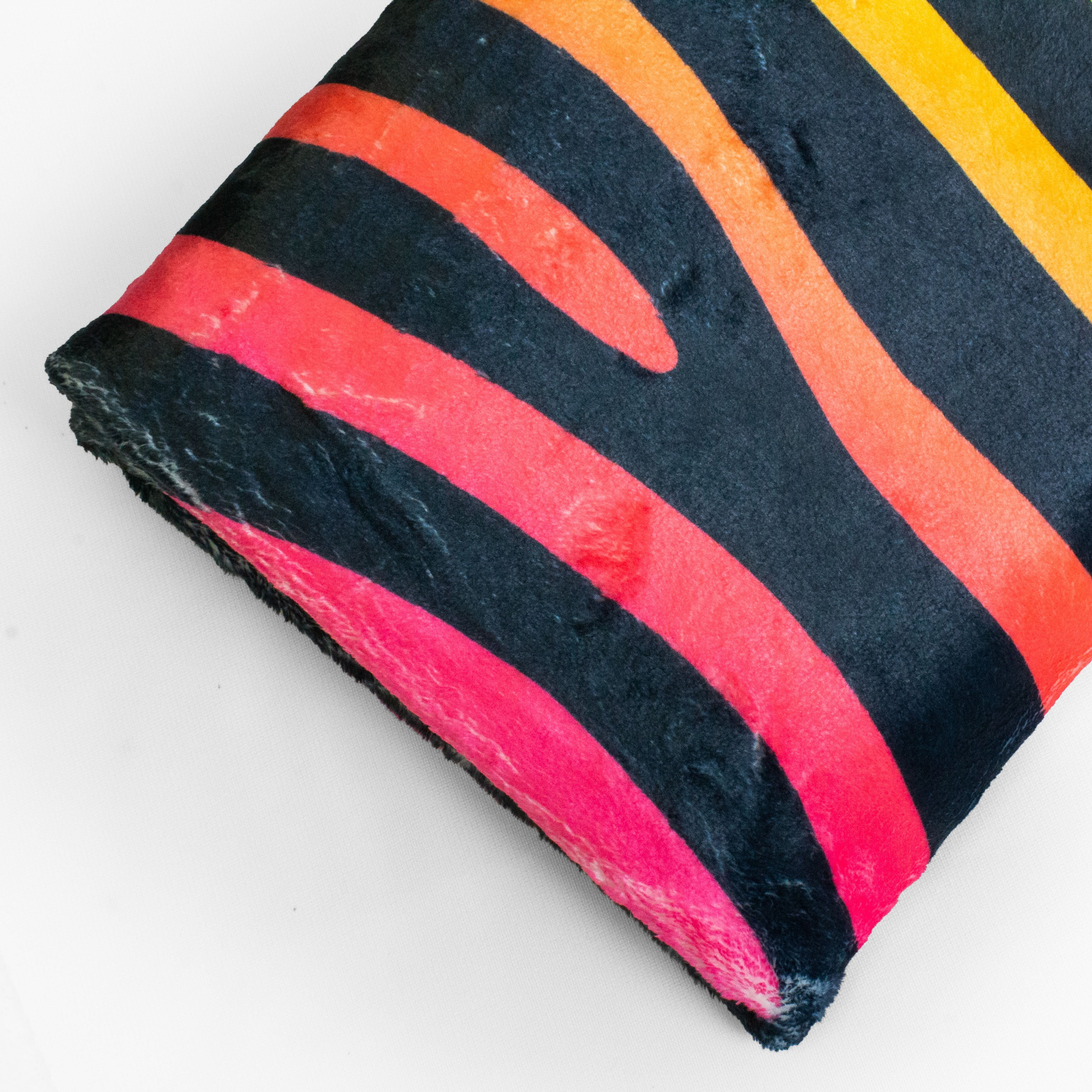 Everything Comfy Zebra Print Decorative Throw Blanket, 30" X 40", Rainbow Gradient/Black