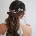 thumbnail image 2 of 1 diadema de cristal con cuentas, flor nupcial, horquilla de diamantes de imitación, accesorios para el cabello de boda, banda de pelo de cadena suave plateada, 2 of 5