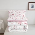 thumbnail image 5 of meiyoeat Pink Cute Flowers Full Size Comforter Sets For Girls,Kawaii Coquette Bowknot Bedding Comforter Set For Kids,Pink Reversible,3 Pieces, 5 of 7