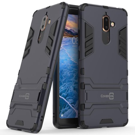 Silver Nokia Pouch - CoverON Nokia 7 Plus Case, Shadow Armor Series Hybrid Kickstand Phone Cover