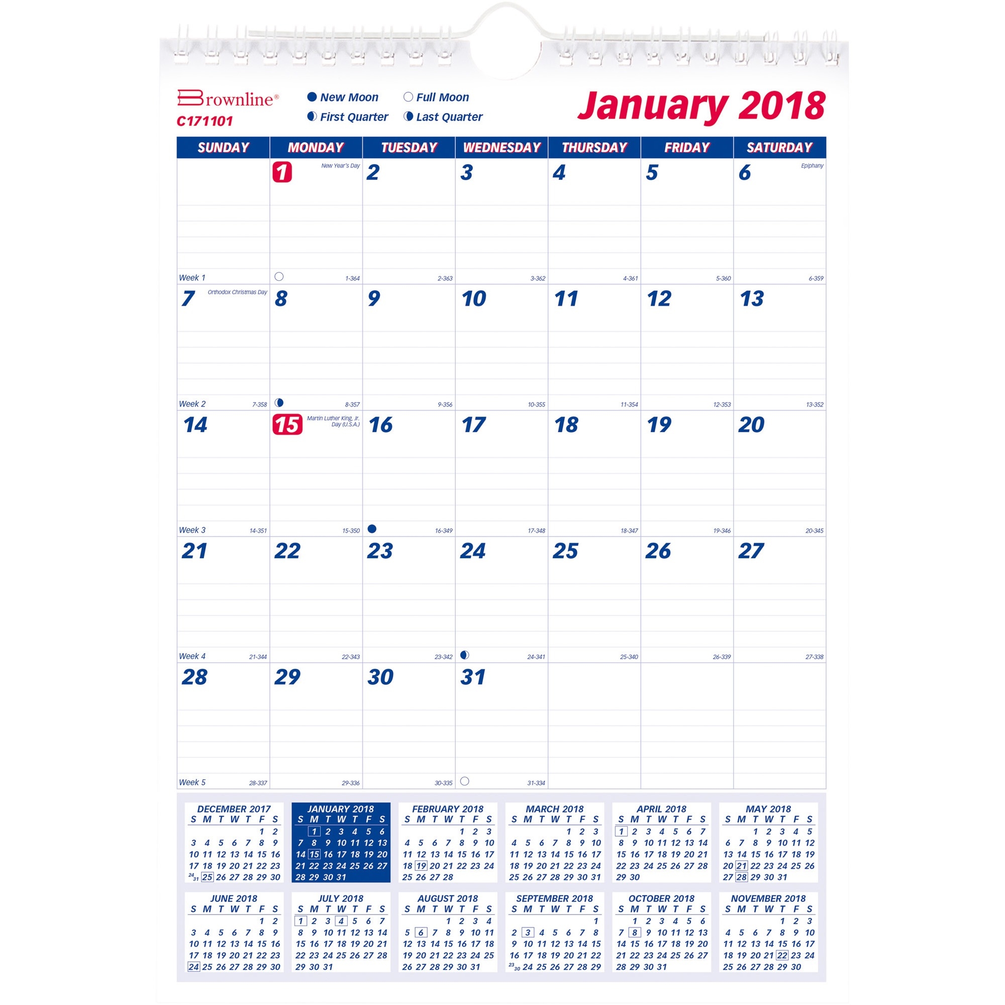 rediform 1ppm lined block monthly wall calendar c171101