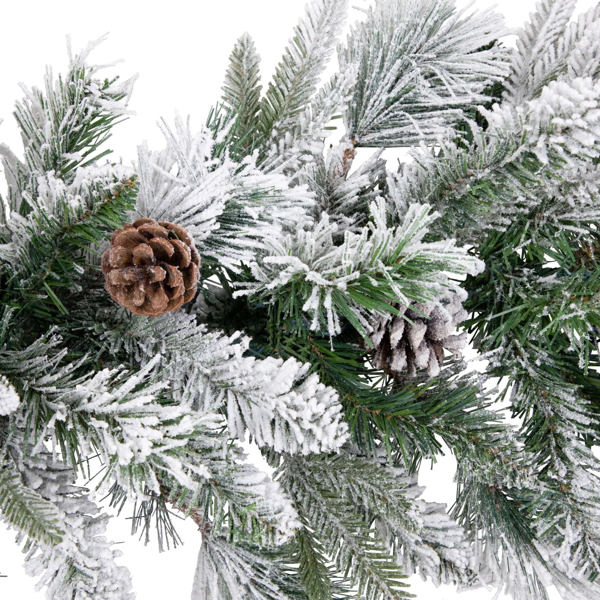 9' x 14" Pre-Lit LED Flocked Rose Mary Emerald Angel Pine Artificial Christmas Garland - Clear Lights