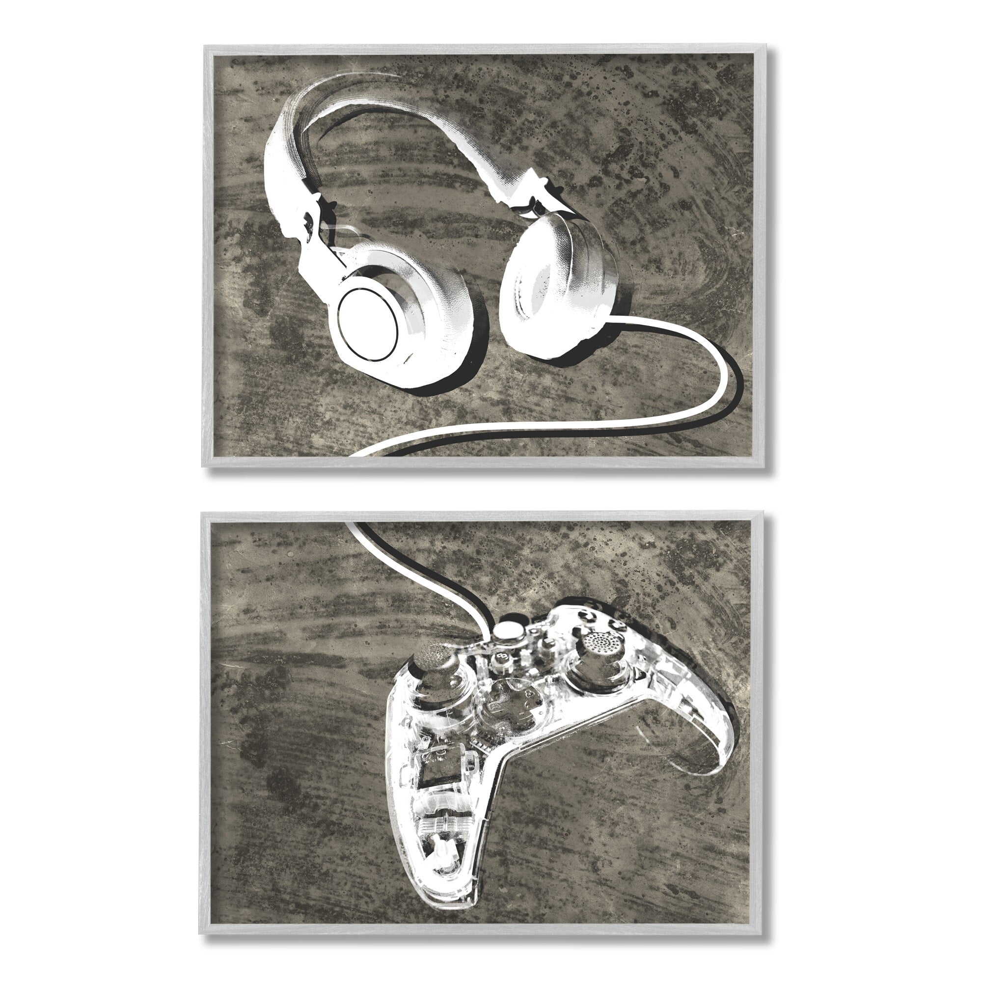 Stupell Industries Kids' Entertainment Accessories Rustic Headphones Video Game Controller, 30 x 24, Design by Daphne Polselli