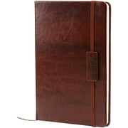 Naler A5 Classic Ruled Leather Hardcover Writing Notebook 5.7"x 8.5" Lined Journal Diary with Elastic Closure and Expandable Paper Pocket (200 Pages)