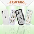 thumbnail image 5 of Floral Case for iPhone 11 6.1 inch,Cute Curly Wave Frame Shape Case with Green Leaf Flower Pattern for Women Girls, Clear Soft Slim Shockproof Phone Case for iPhone 11, Green, 5 of 18