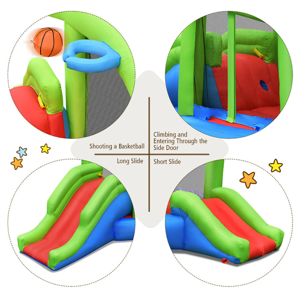 Aimee Lii Inflatable Dual Slide Basketball Game Bounce House Without Blower, Kids Bounce House for 5-10