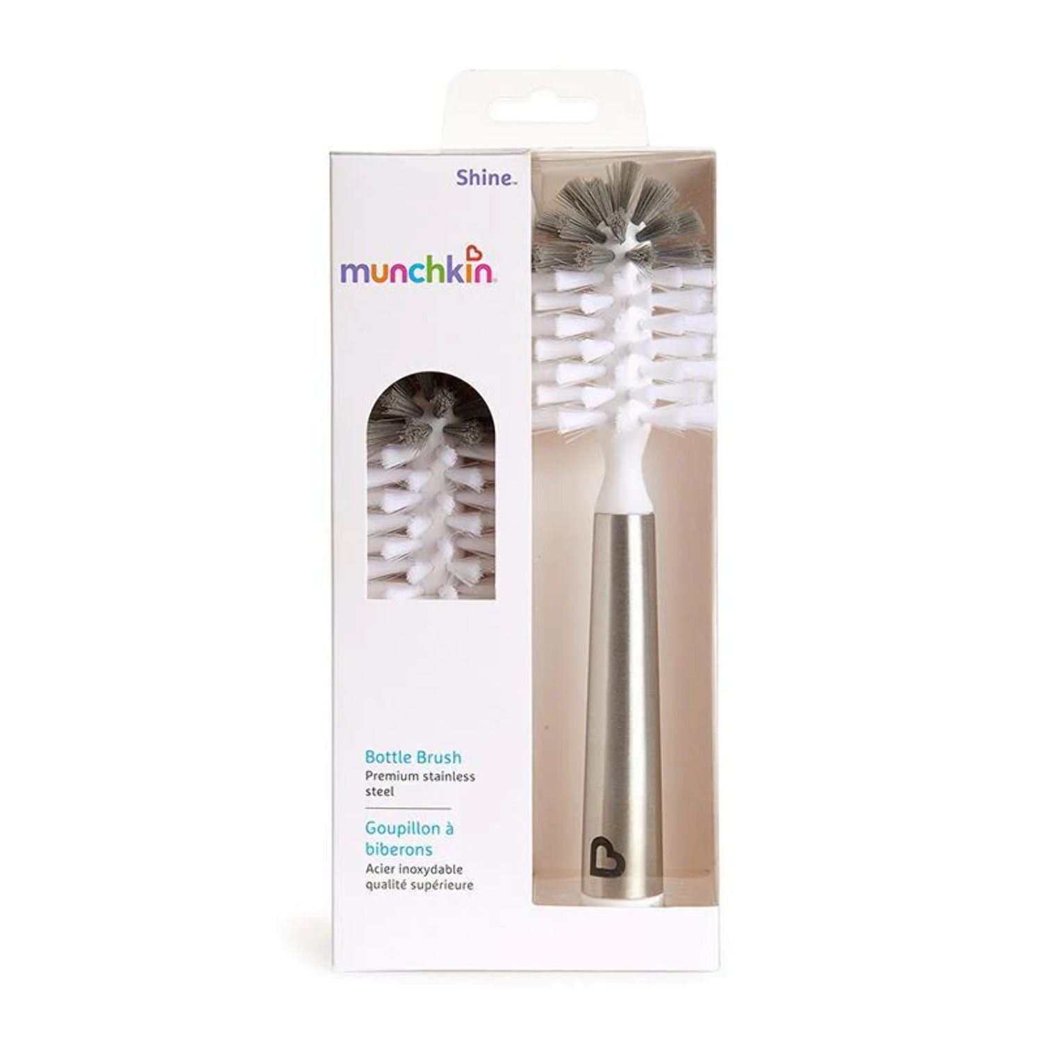 Munchkin® Shine™ Stainless Steel Bottle Brush and Refill Brush Head, Gray - image 2 of 9