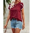 thumbnail image 4 of PRETTYGARDEN Women's Shirts Summer Casual Crewneck Lace Crochet Short Sleeve Blouses Cute Floral Print Loose Tunic Tops, 4 of 6