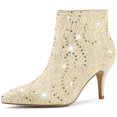 thumbnail image 1 of Unique Bargains Bottines à Talons Aiguilles Hauts pour Femmes à Bout Pointu en Dentelle et Paillettes, 1 of 7