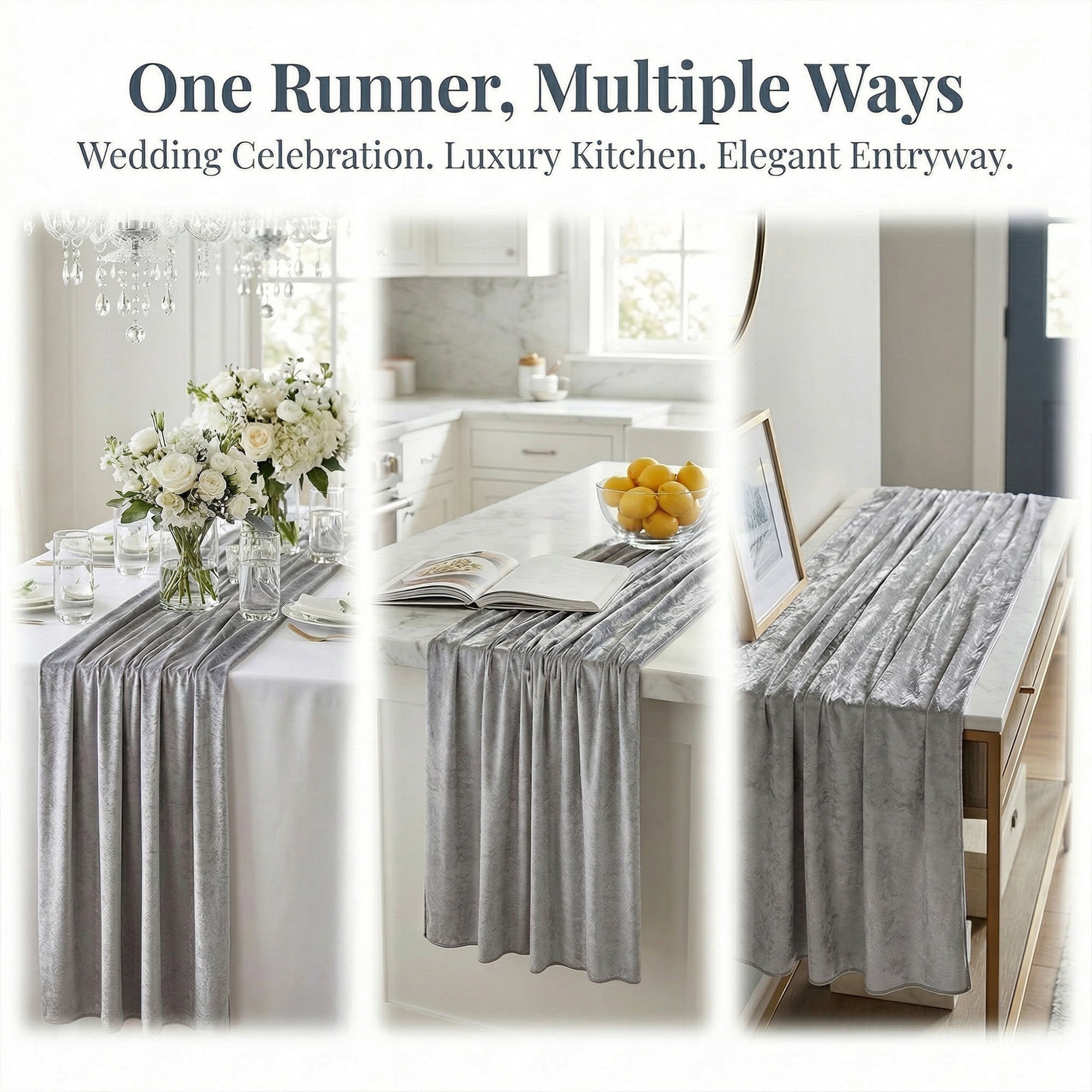 Unique Bargains Birthday Decorations Long Polyester Kitchen Runner Gray 27.6x118.1in