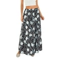 thumbnail image 3 of Hirigin Store Women Long Skirt, Elegant High Waisted Skirt Solid/Flower Print Summer Swing Skirt, 3 of 10