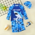 thumbnail image 6 of Gelikeya Toddler Boys Swim Set Size 4-5 Swim Shirts Bathing Suit Short/long Sleeve Boys Rash Guard Swim Set (Toddlers, D01 Blue, 4-5 Years), 6 of 7