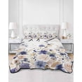 thumbnail image 2 of Quilt King Size Bedding Set, Purple Spring Floral Reversible Summer Quilt 3 Pieces, Elegant Pastoral Flowers Watercolor Lightweight Bedspreads Coverlets with 2 Pillow Shams for All Seasons, 2 of 5