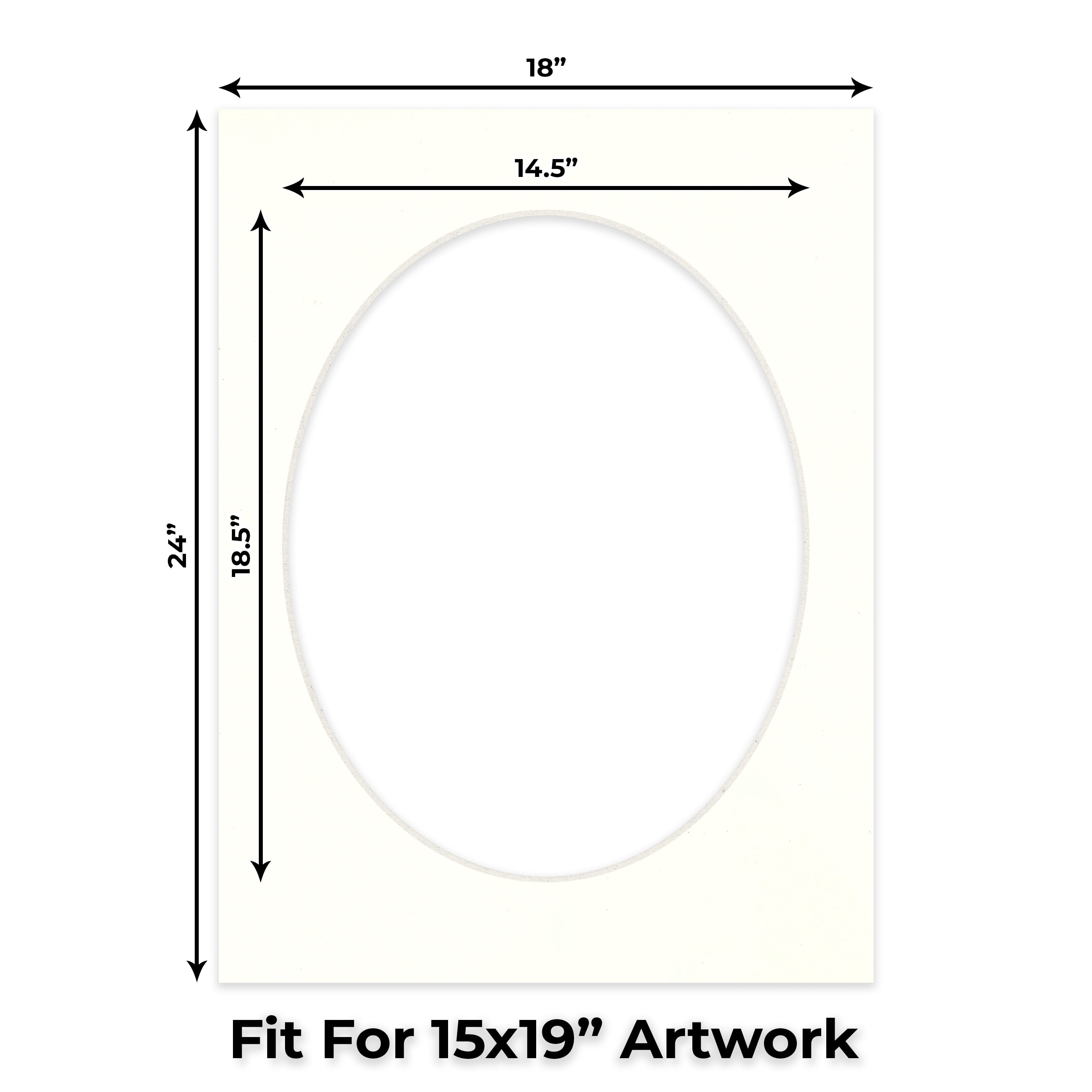 Antique White Picture Frame Mat for 18x24 Frames - Oval Opening for 15x19 Photos - 10 Mats