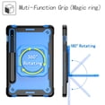 thumbnail image 4 of Kids Durable Handle Tablet Case for Samsung Galaxy Tab S8 2022, Silicone PC Heavy Duty Protection [360 Rotating Ring Stand/Adjustable Shoulder Strap] for Tab S7 2020 11 inch,Black+Blue, 4 of 8