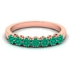 0.75 CT Emerald Half Eternity Ring, Minimal Emerald Ring, Emerald Flower Band Ring, Emerald Semi Eternity Ring - May Birthstone, 14K Rose Gold, US 4.50