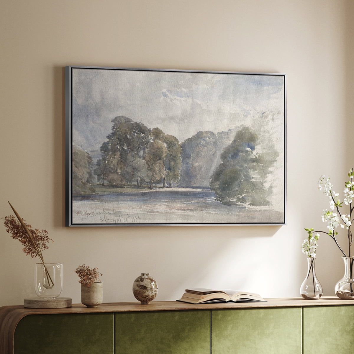 Vintage Landscape-CCCLIII By Wexford Home Framed in Silver Wood Gallery Wrapped Canvas 17 in. x 25 in.