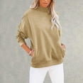 thumbnail image 2 of ShomPort Womens Casual Fall Sweatershirt Long Sleeve Solid Color Crewneck Pullover Tunics Tops with Pocket, 2 of 6