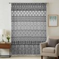 thumbnail image 2 of Grey Black Boho Semi Sheer Curtains Drapes for Living Room, Bedroom, French Doors Window 63 Inches Long, Vintage Ethnic Tribe Abstract Art Rod Pocket Chiffon Curtain Drapery Voile Draperies Panel, 2 of 8