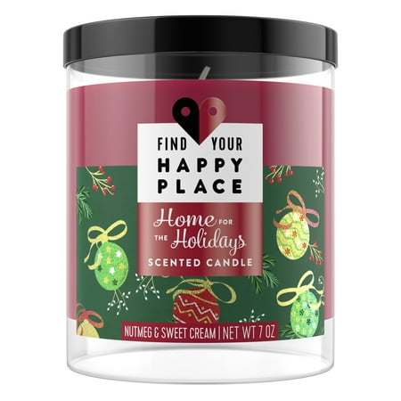 Find Your Happy Place Scented Candle For Room-Filling Fragrance Home For The Holidays Nutmeg And Sweet Cream 7 oz