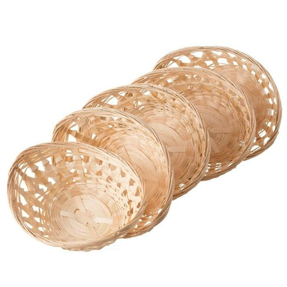 3,4 x 10 x 7,5 Po Naturel Bambou Ovale Panier à Pain Présentoirs & 44; Beige - Lot de 5