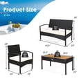 thumbnail image 2 of Gymax 4PCS Patio Rotin Conversation Ensemble de Meubles en Osier Ensemble W / Coussins Blancs, 2 of 10